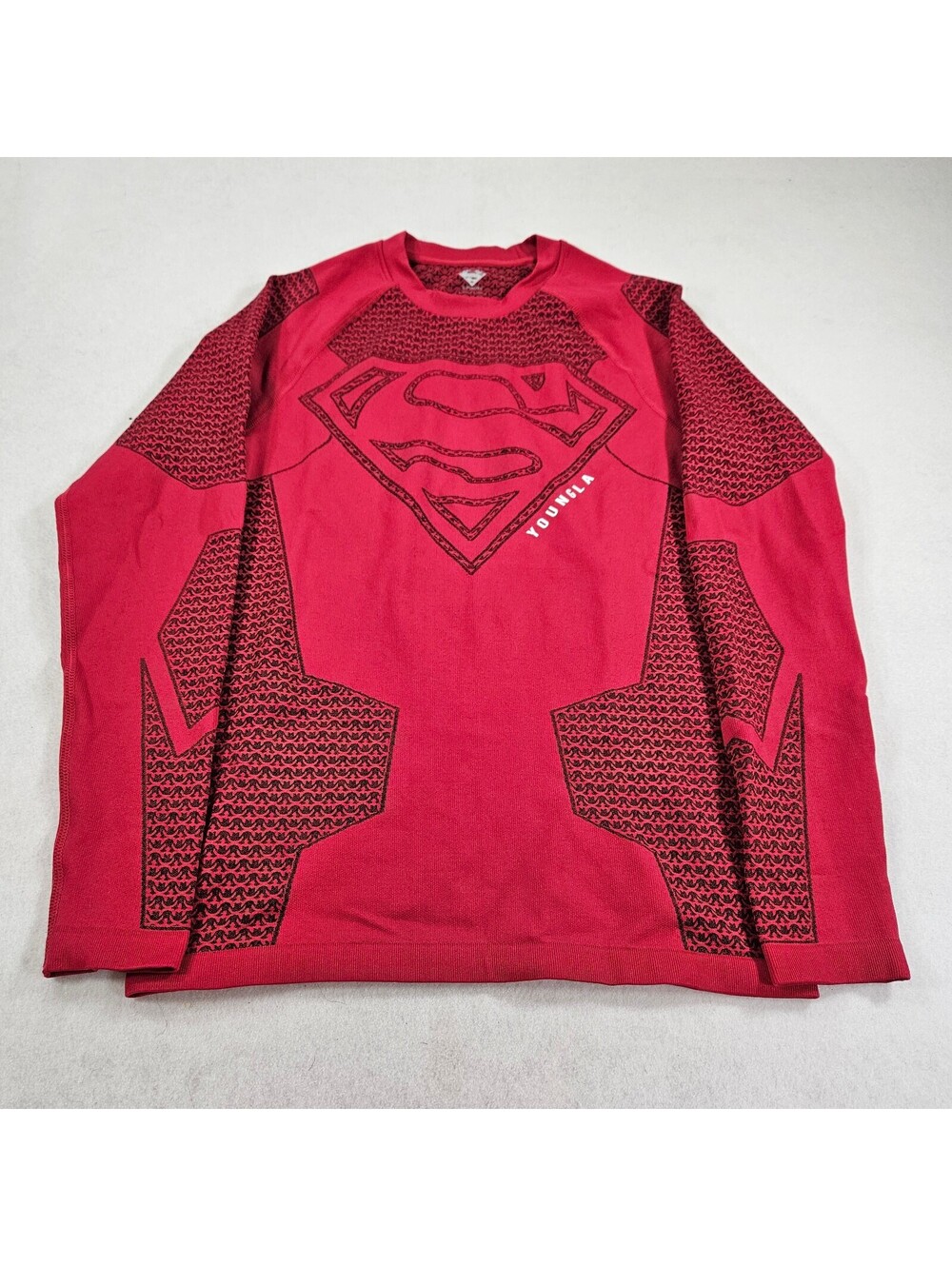YoungLA Superman Compression Sweatshirt Mens Medium Red Black Athletic Crew